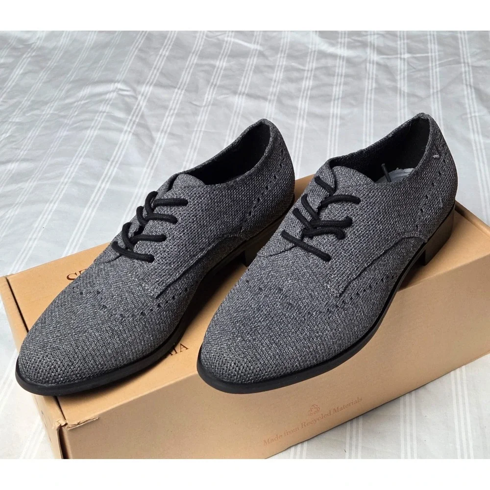 Vivaia Womens Gray Knit‎ Oxford Dress Shoes Lace Up Wingtip Casual Size 6 EU 36